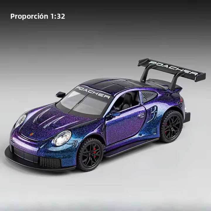 Modelo De Coche De Metal 1:32 GT3RS Juguete Deportivo Con Puertas Abiertas Y Función Retroceso Luz Y Sonido Vehículos De Carreras Regalos Para Niños - 1