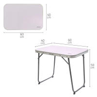 Aktive - Mesa plegable camping, color malva, 60x40x50 cm, uso exterior, patas plegables, soporta 30 kg, estructura acero (tubo 16 mm), tablero madera MDF, superficie antideslizante, topes antivuelco, plegado compacto, mesa portátil, resistente y duradera - details 3