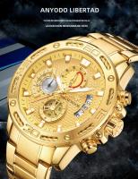 Reloj De Pulsera De Lujo Para Hombre WWOOR En Acero Inoxidable Y Oro Resistente Al Agua Con Cronógrafo Y Display Luminoso - details 13