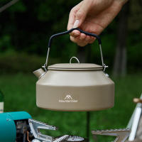 Hervidor De Agua De Viaje Ultraligero De 1.4L Con Manija Para Estufa Café Metal Suministros De Mesa Color Khaki Verde Negro - details 7