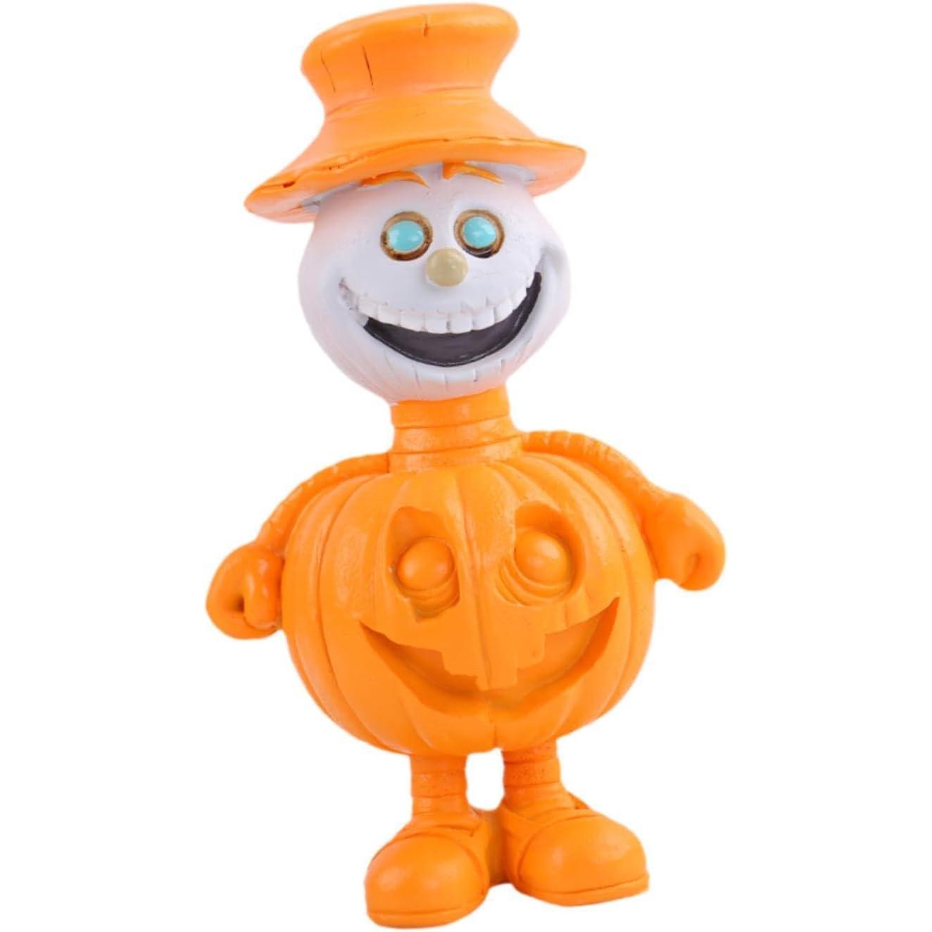 Halloween Pumpkin Statue, Ornament Decoration Collection, Cute Pumpkin Doll Prop for Garden, Birthday, Patio, Style C 16cmx10cm