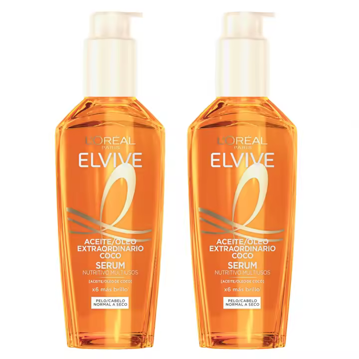 L'Oréal Paris | Elvive Aceite Extraordinario Serum Nutritivo Multiusos con Aceite de Coco Para Pelo Normal a Seco 2x100ml - 1