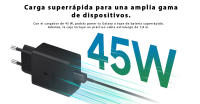 Cargador Samsung 45W USB C con Cable de 1,8 m | Carga Ultra Rápida Super Fast 2.0 | Adaptador de Corriente Tipo C a C | Compatible Galaxy S22/S23/S24, A54, Tab, Z Fold – Negro - details 0