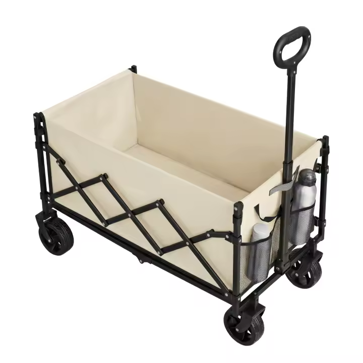 SONGMICS Carro de Mano Plegable, Carreta Plegable, Carrito de Jardín, Compacto, con Asa, con 4 Ruedas Reforzadas, 2 Universales, Carga hasta 150 kg, Exterior, Jardín, Negro Tinta/Gris Pizarra/Beige Arena/Azul Noche - 1