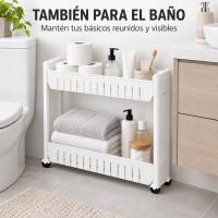 Carrito Auxiliar Estrecho con Ruedas, Estantería Organizadora Blanca de 2, 3 o 4 Niveles, Carro de Almacenamiento para Huecos y Rincones en Cocina, Mueble Auxiliar Cocina, Organizador Cocina, Almacenamiento y Accesorios para Cocina, Muebles de Cocina - details 7