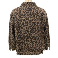Chaqueta De Denim Para Mujer Con Estampado De Leopardo Y Borde Con Borlas Moda Casual Cierre De Botón Unipresión Estilo Single-breasted Otoño Primavera - details 4