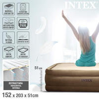 INTEX - Colchón hinchable deluxe thermalux, cama hinchable queen, 152x203x51 cm, máximo 272 kg, para 2 personas, transpirable, incorpora hinchador eléctrico, incluye bolsa de transporte - details 4
