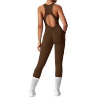 Conjunto De Yoga Para Mujer Moda Color Sólido Cuello Redondo Ajustado Fitness Ropa Deportiva Overoles De Gimnasio Sexy Ropa De Yoga - details 8