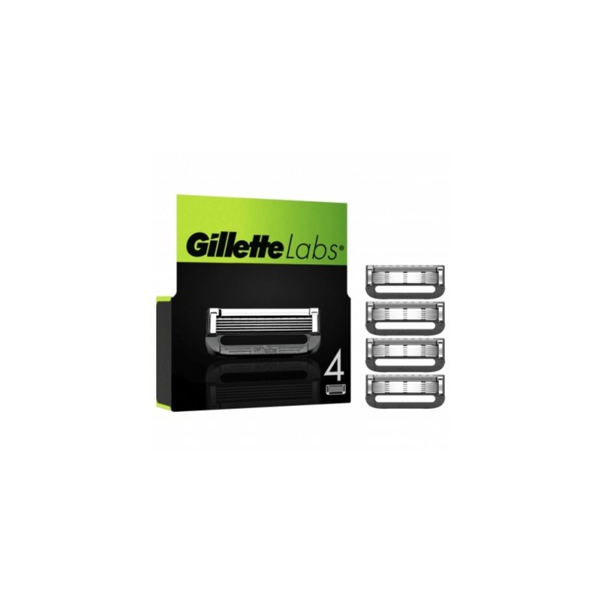 GilletteLabs 4 Recambios de Cuchillas - Afeitado Apurado - Adaptación Universal - Eficiencia Impecable - Marca Gillette