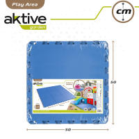 Aktive Garden - Protector de suelo 146x146 cm, 9 piezas, interior, exterior, resistente al agua, lavable a mano, goma eva, color azul, para piscinas, zonas de juego - details 6