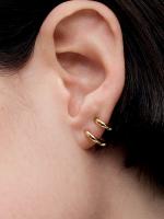 Pandora - Pendientes de aro dobles Huggie - Baño de oro de 14k - details 0
