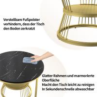 Set de 2 Mesas de Centro Nido Redondas, Negro Efecto Mármol, Estructura Metálica Dorada, 70 x 45,5 cm y 45 x 40 cm, Mesas Auxiliares Modernas para Salón - details 2