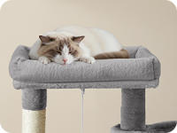 Feandrea Árbol para Gatos, Torre de Juegos con 2 Camas Grandes, Postes Rascadores y Rampa, 85,8 cm de Altura, Gris Paloma/ Gris Oscuro/ Beige Arena - details 1