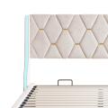 Cama con arcón 140x200/160x200 cm con almacenamiento y LED, somier de láminas, tapizada en terciopelo beige - details 1