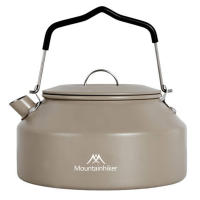 Hervidor De Agua De Viaje Ultraligero De 1.4L Con Manija Para Estufa Café Metal Suministros De Mesa Color Khaki Verde Negro - details 20