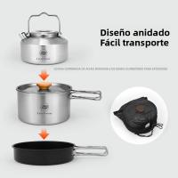 Set De Cocina Para Camping Leaftour De Acero Inoxidable Con Olla Tetera Y Sartén Essentials Para 2-3 Personas Para Cocinar Al Aire Libre - details 3