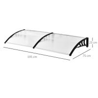 Outsunny Tejadillo de Protección Marquesina para Puertas y Ventanas contra Sol y Lluvia con Paneles de Policarbonato Barras de Aleación de Aluminio Transparente - details 3