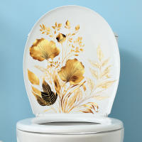 Pegatinas Creativas De Flor Dorada Para Baño Adhesivas Para Puerta Y Pared De Baño Decorativas Vinilo Decales Para Lavabo - details 8