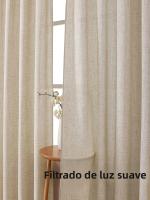 Cortinas De Lino 84 Pulgadas 1 Panel Set Cortina Semi Transparente Algodón Clásica Para Sala De Estar Rojellera De Bolsa De Rodillo Filtro De Luz - details 0