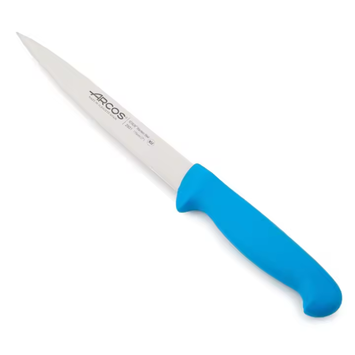 Arcos Cuchilloole / Cuchillo para Pescado Acero Inoxidable Nitrum y Hoja 170 mm. Diseñado para manipular y preparar pescado. Mango ergonómico polipropileno. Serie 2900. Color Azul. - 1