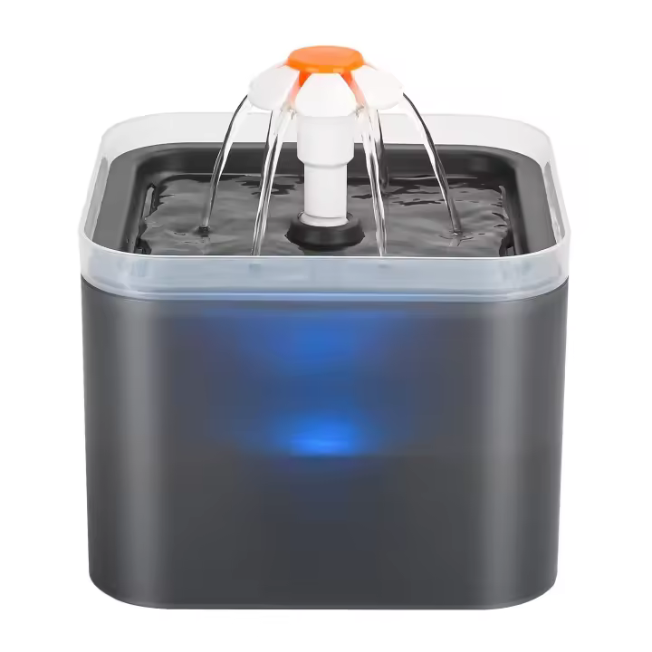 Fuente de agua para mascotas, fuente de agua ultrasilenciosa para perros y gatos, con luz LED, múltiples filtraciones (2L, gris) - 1