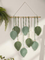 Tapiz Boho Hoja Macramé Tejido En Hilo Decoración De Pared Para Hogar Y Dormitorio Con Cordones De Madera Aesthetic Regalo - details 10