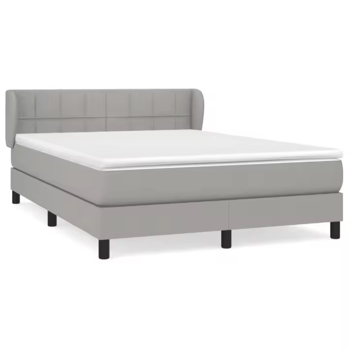 vidaXL Cama box spring con colchón tela gris claro 140x190 cm - 1