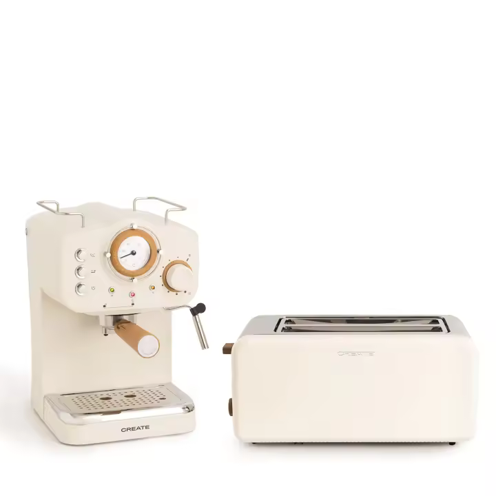 CREATE - Pack TOAST RETRO Tostadora L + THERA RETRO Cafetera express acabado mate - 1