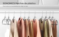 SONGMICS 20 Perchas de Plástico, Apertura en Forma de U, Antideslizantes, Ahorro de Espacio, 0,5 cm de Grosor, 41,5 cm de Largo, Gancho Giratorio 360º, Gris Claro y Gris Oscuro - details 0