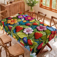 Mantel Redondo Y Rectangular De Primavera Y Verano Con Diseño De Patter Floral 3D Y Borde Embossado Para Uso Doméstico Cocinas Interiores Y Exteriores Picnics Decoración De Hogar - details 3