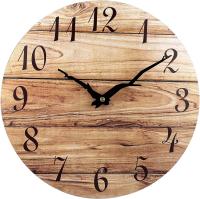 Reloj de madera sin marco de 25 cm with Movimiento de cuarzo Silencioso, rústico de Nogal para decoración de cocina, dormitorio y sala de estar, color marrón. - details 0