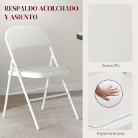 HOMCOM Juego de Sillas Plegables Acolchadas con Respaldo y Estructura de Acero, para Salón, Comedor, Cocina, 45x46x78 cm - details 3