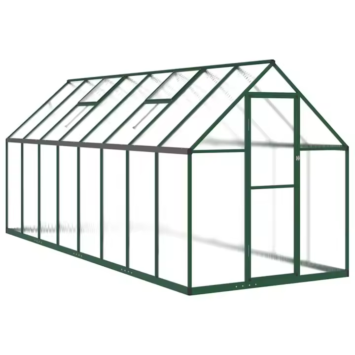 vidaXL Invernadero con marco base aluminio verde 445x169x195 cm - 1