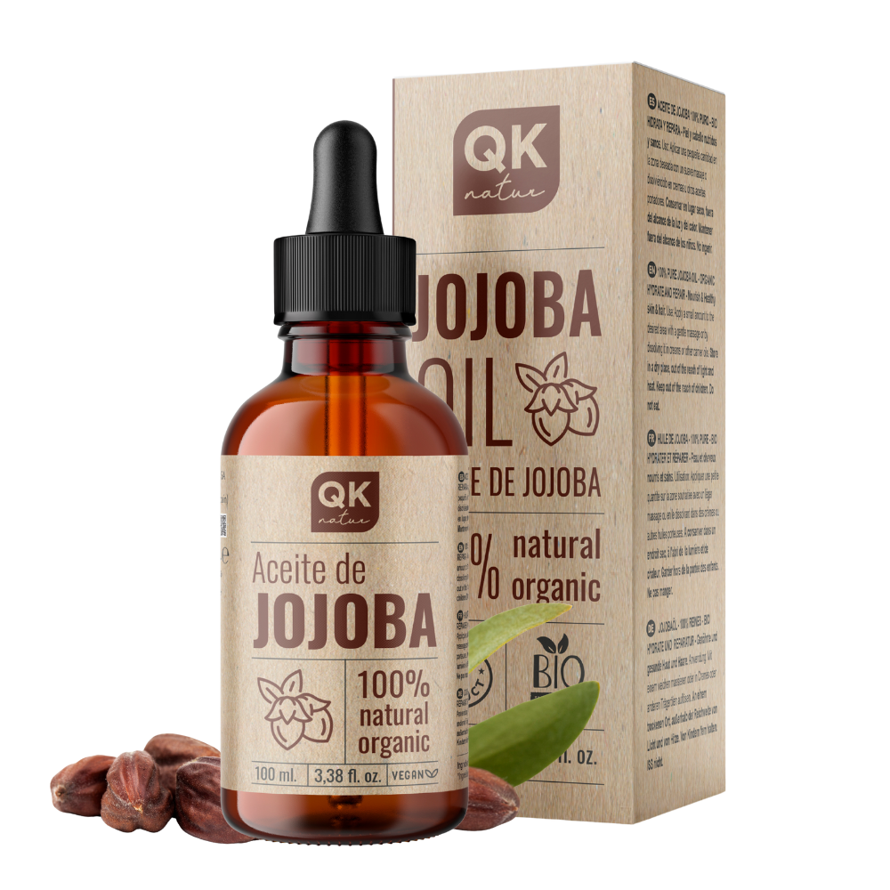 Aceite de JOJOBA 100% Puro Orgánico Vegano - 100ml - Para rostro, cabello, uñas y barba