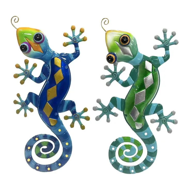 ORIGEN Home Decor - Adorno Lagarto Pack 2 Unidades Adorno Pared | Jardin Azul - 1x32x58 cm 30197 - 1