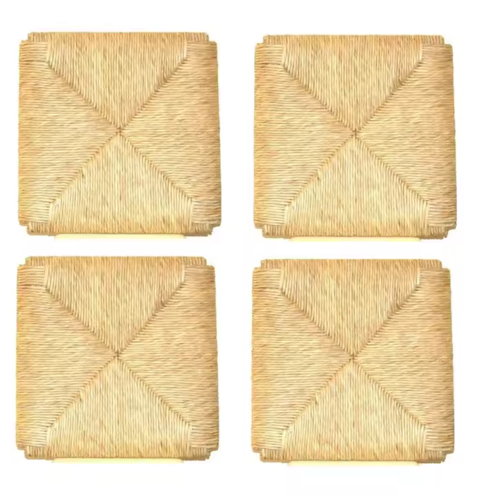 Kit 4 pz asiento silla Sigfrido 998 estructura inferior paja natural 37x37cm - 1