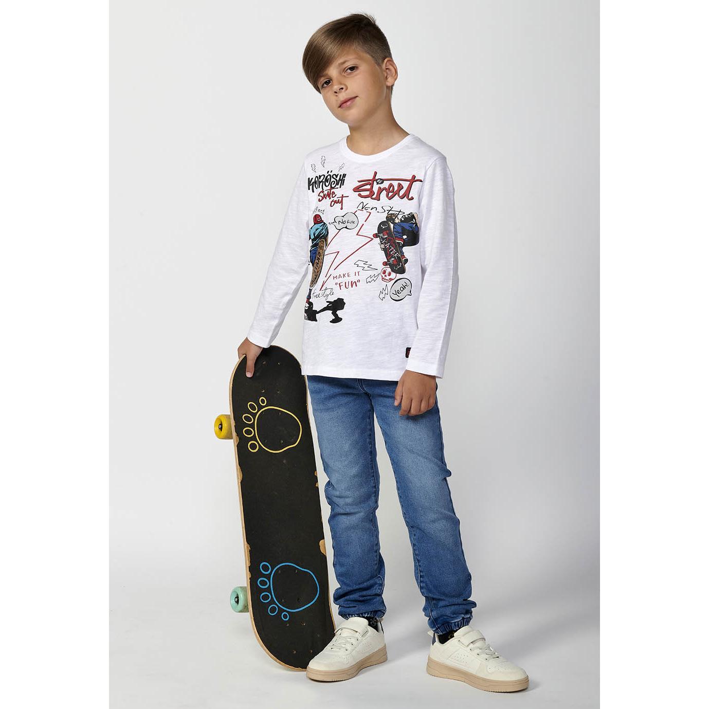 Koroshi Camiseta manga larga algodón estampado delantero niño