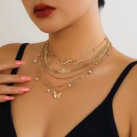 Set De 6 Collares Boho Con Símbolo Infinito Hoja Mariposa Para Mujer Imitación De Perla Vintage Cadena Delgada Joyería De Fiesta - details 2