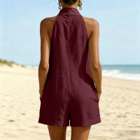 Traje De Baño Casual De Verano 2026 Para Mujer Estilo Vacacional Con Cuello En V Y Diseño De Hombros Colgantes Ropa De Polyester Tamaño Adecuado Para Edad Media - details 13