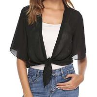 Chalera De Verano Para Mujer En Chiffon Estilo Playa Blusa Elegante Con Manga Corta Antirreflectante Tops Casuales Solas - details 3