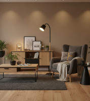 BEL AIR HOME - Pie de Salón SWEDEN - 1xE27 - diseño nórdico - brazo orientable y detalles en madera - lámpara de lectura y comedores, portalámparas E-27 - details 1