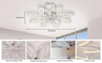 Lámpara Ventilador de Techo LED Diseño de Pétalos con Mando a Distancia, Motor DC Silencioso de 6 Velocidades, Luz Regulable 3000K-6000K, Temporizador, Ideal para Dormitorio y Salón - details 1