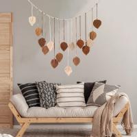 Decoración Boho Para El Hogar Tejido De Macramé Colgante De Hojas Y Plumas Para Decoración De Pared De Sala De Estar Y Dormitorio Arte Boho Para La Casa - details 5