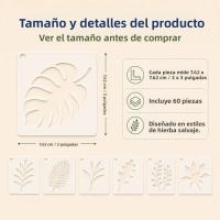 60Pcs Plantas Reutilizables Stencils De Hojas En PET Para Pintura Y Manualidades Plantas Tropicales Plantas Botánicas Decoración De Casa - details 1