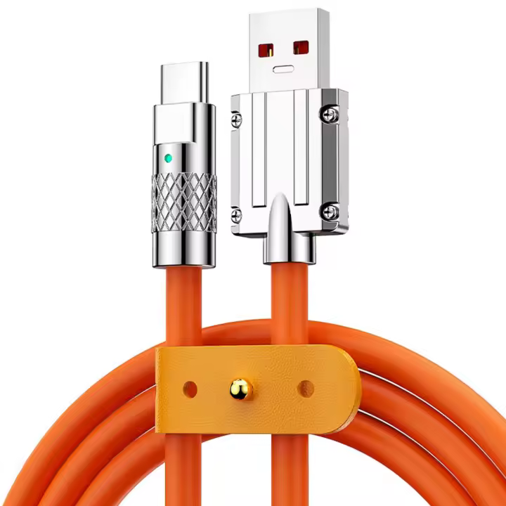 Cable usb 6A 120W USB a USB-C / Type-C Cable de datos de carga rápida de silicona con enchufe de metal, longitud: 1,2 m - 1