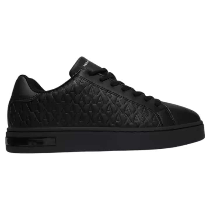 Sneaker Uomo Armani Exchange AX Logo Saffiano Leather All Black - 1