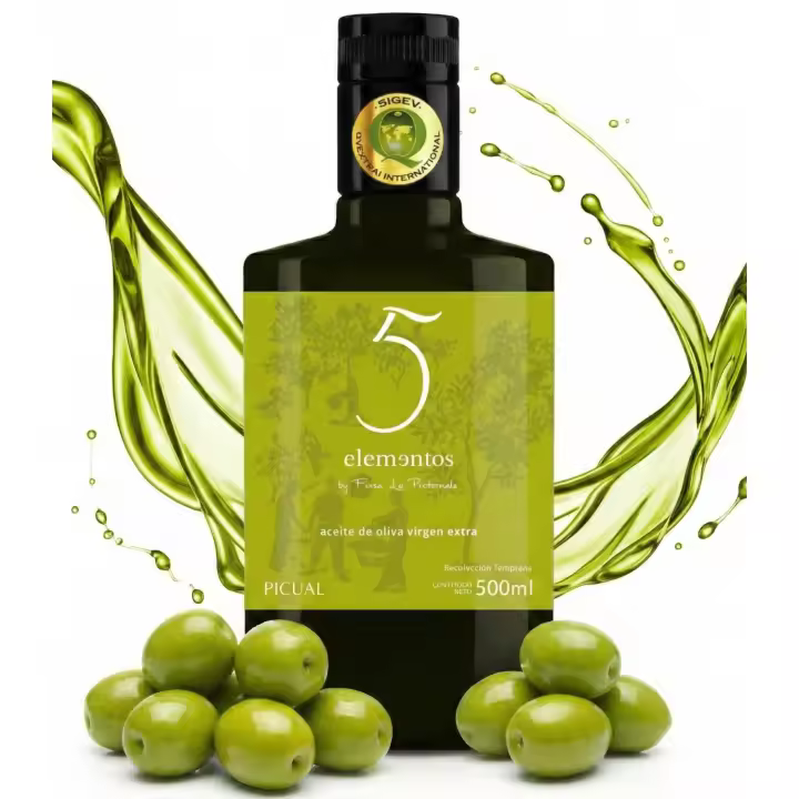 5 Elementos - Aceite de Oliva Virgen Extra Picual 500ml, Intensidad y Sabor Auténtico, Calidad SIQEV - 1