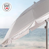 Aktive - Sombrilla de playa, gris plateado, D220 cm, mástil acero 28/32 mm, tejido nylon, protección UV50, 10 varillas, incluye funda de transporte, sombrillas de playa plegables - details 2