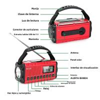 Radio De Emergencia Portátil 10000mAh Con Solar Y Manivela LED Flashlight Power Bank Recargable AM FM NOAA Weather Radio Cargador USB - details 28