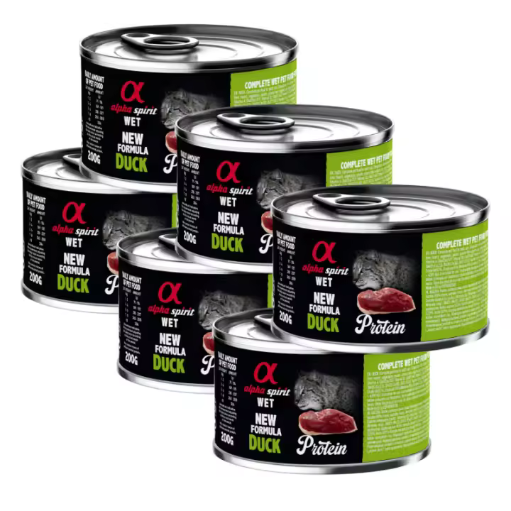 Alpha Spirit Comida Húmeda para Gato en Lata Sabor Pato – Alimento Completo y Natural Sin Cereales - 1